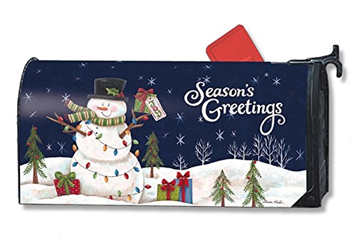 Mailwraps Snowman Lights Mailbox Cover 01240