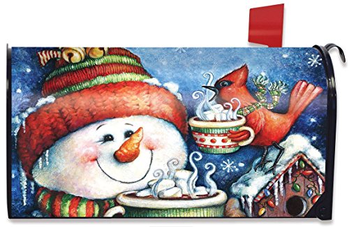 Warm Wishes Winter Magnetic Mailbox Cover Snowman Hot Chockolate