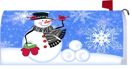 Zebra Stripe Scarf Fun Whimsical Snowman Winter Holiday Mailbox Wrap Cover