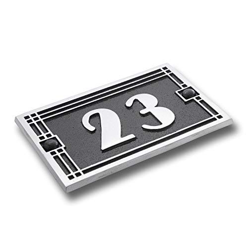 The Metal Foundry House Number Address Plaque Art Deco Line Style Cast Metal Personalised Yard Or Mailbox Sign with Oodles of Number and Letter Options Handmade in England Just for You