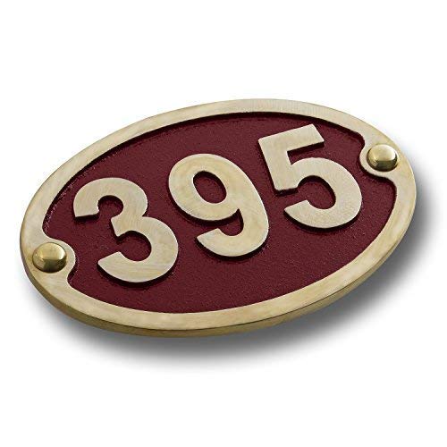 The Metal Foundry House Number Address Plaque Traditional Oval Style Small Cast Metal Personalised Yard Or Mailbox Sign with Oodles of Color Number and Letter Options Handmade in England
