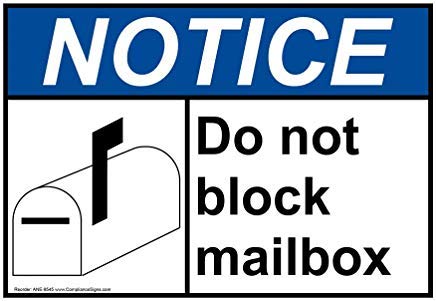 liuKen Do Not Block Mailbox SignFunny Wanring SignsGate SignHence Yard Sign8x12for Parking Control