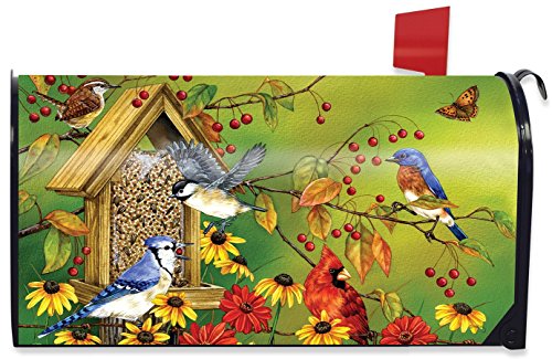 Fall Friends Birds Magnetic Mailbox Cover Autumn Cardinal Blue Jay Standard