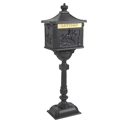 Mailbox Cast Aluminum Black Mail Box Postal Box Security Heavy Duty New