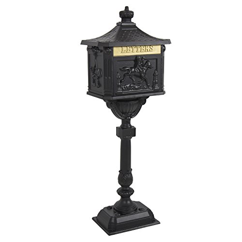 Mailbox Cast Aluminum Black Mail Box Postal Box Security Heavy Duty New