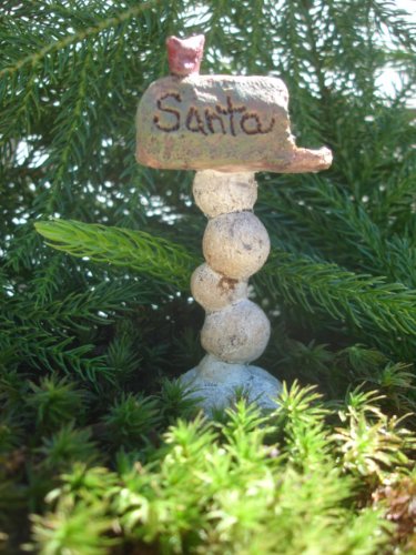 Miniature  Fairy Garden Santa Mailbox Cw Pick