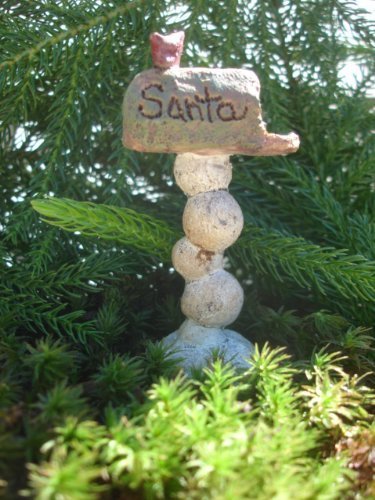 Miniature  Fairy Garden Santa Mailbox cw Pick