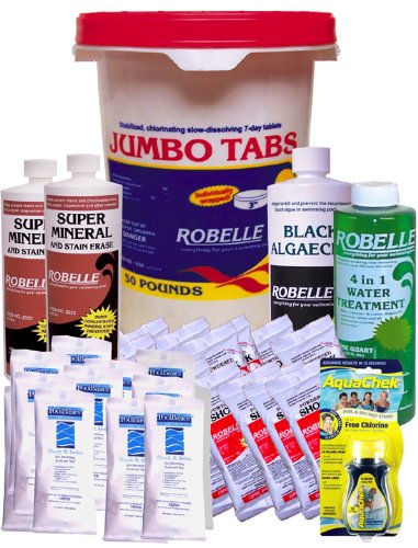 Robelle 3&quot Chlorine Tablets Clarifier Super Mineral Black Algaecide Shock Clarifier Swimming Pool Chemical