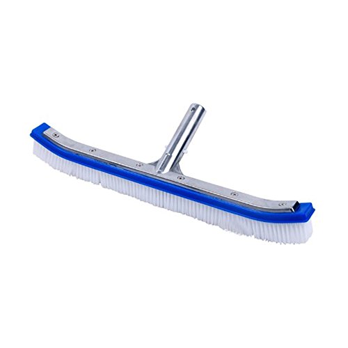 Sissiangle Pool Brush 18 Inches With Stainless Aluminum Back Easy Push Rigid Algae Remover Molded Bristles