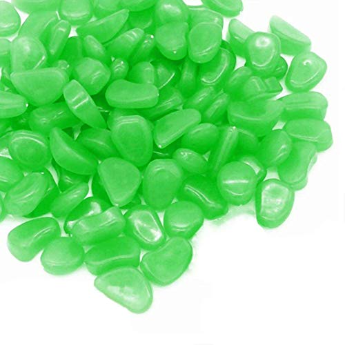 Aukora Glow in The Dark Garden Pebbles for Christmas Decorations Outdoor 200pcs Decorative Stones Aquarium Rocks for Garden Walkway Path Patio Lawn Yard Pot Plants Pool Garden Green