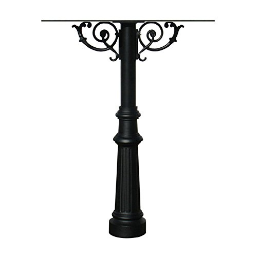 Hanford Rust Free Cast Aluminum Mailbox Post with Fluted Base and Support Scroll to Mount 4 Mailboxes