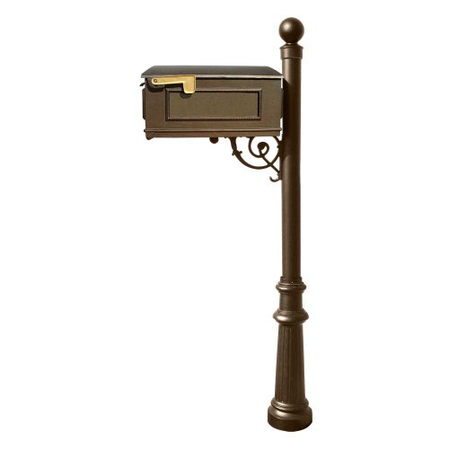 Qualarc Lewiston Cast Aluminum Post Mount Mailbox System With Post Aluminum Mailbox Fluted Base And Ball Finial