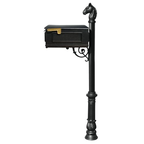 Qualarc Lewiston Cast Aluminum Post Mount Mailbox System With Post Aluminum Mailbox Ornate Base And Horsehead