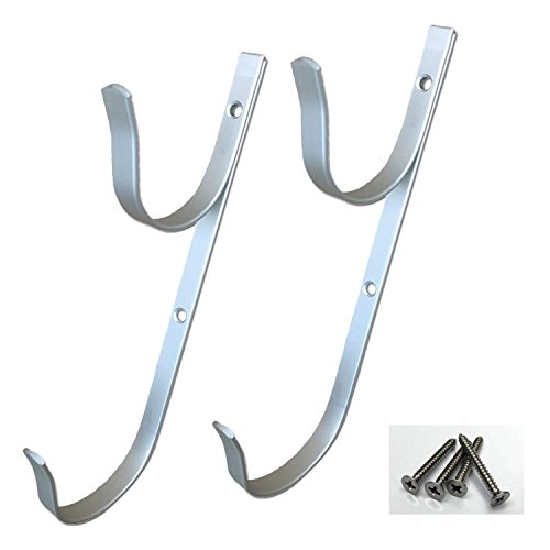 Poolsupplytown Swimming Pool Aluminum Pole Hanger Set For Leaf Rake, Brush, Vacuum Hose