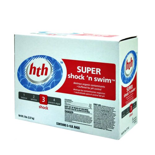 Hth 51424 Super Shock And Swim For Swimming Pools 52-percent Calcium Hypochlorite 1 Pound 5 Pack