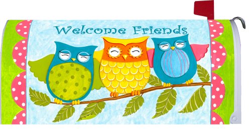  Welcome Friends Owls  - Decorative Mailbox Makeover - Rural Size Mailbox Magnetic Cover