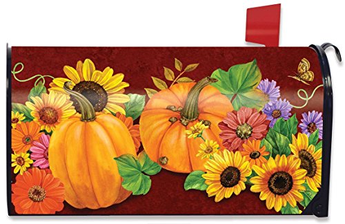 Fall Glory Floral Magnetic Mailbox Cover Sunflowers Pumpkins Briarwood Lane
