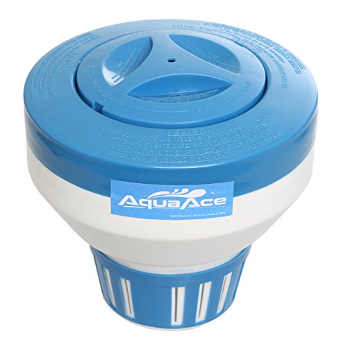 AquaAce Floating Pool Chlorine Dispenser Premium Floater Classic Design Large Capacity Chemical Holder for Chlorine or Bromine Tablets up to 3 Adjustable 15 Flow Vents for Maximum Control