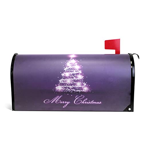 Naanle Christmas Holiday Magnetic Mailbox Cover Purple Christmas Tree Mailbox Wrap Home Decorative for Standard Size 208L x 18W