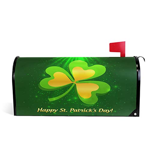 Oarencol St Patricks Day Shamrock Clover Glitter Holiday Mailbox Covers Magnetic Garden Yard Home Decor Standard Size 21 x 18