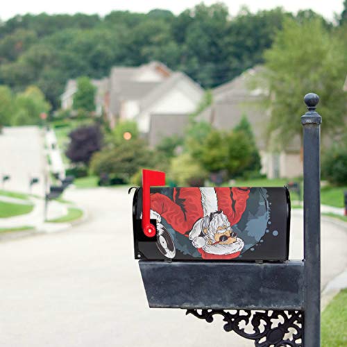 WBSNDB Rock Santa Claus Dj Party Mailbox Covers Magnetic Oversized Holiday Mailbox Covers Magnetic 21x18 Inch Standard Size Original Magnetic Mail Cover Letter Post Box