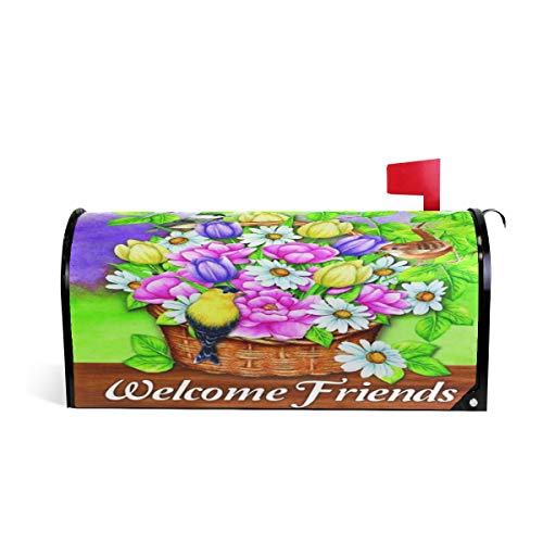 Wamika Spring Flowers Bird Holiday Mailbox Cover Magnetic Oversized Animal Sunflowers Pink Letter Post Box Cover Wrap Decoration Welcome Home Garden Outdoor 255 L X 21 W