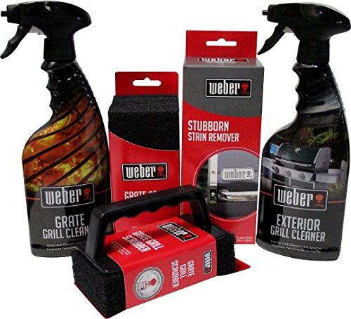 Weber Grill Cleaning Kit - Exterior And Grate Grill Cleaner, Stubborn Stain Remover, And Grill Scrubber With Extra
