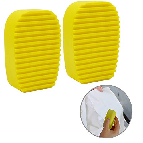 LiXiongBao 2 Pack Silicone Washboard Creative Mini Antiskid Handheld Laundry Brush Scruber Washboard Candy Color Yellow Wash Clothes Collar Furniture Stain Removal