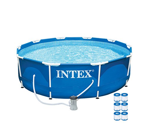 Intex 10 X 30&quot Metal Frame Set Swimming Pool W 530 Gph Pumpamp 6 Pack Filters