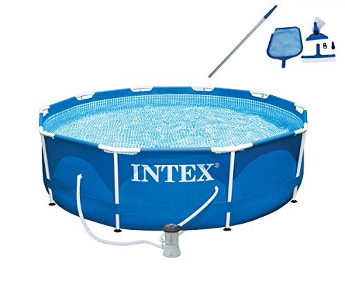 Intex 10 X 30&quot Metal Frame Set Swimming Pool With Filter Pumpamp Maintenance Kit