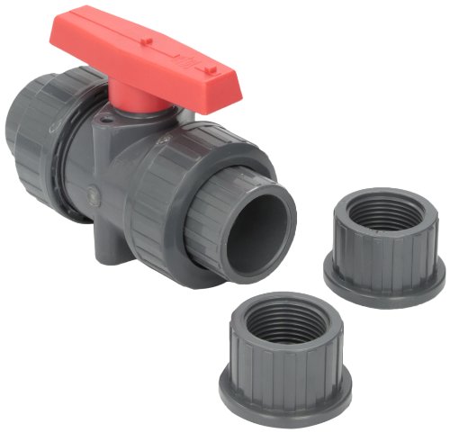 Hayward TBB1010CPEG 1-Inch Gray PVC TBB Series True Union Ball Valve with EPDM O-rings and SocketThreaded End Connection