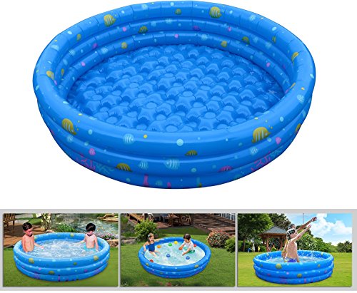 GPCT 【Inflatable】 52 INCH Collapsible Bathing in-HomeBall Pit Kiddie Baby Swimming Pool Durable Heavy Duty Bathing Bath Tub Wash Pond Water Washer for Toddlers Dogs Cats Pets Blue