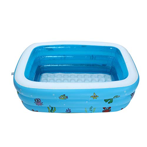Leadmall Inflatable Kiddie Swimming Pool - Family and Kids Rectangular Water Pool in Summer - Extra Wide Side Walls Protect Easy Set Up Pit Ball Pool M 51×35×18IN