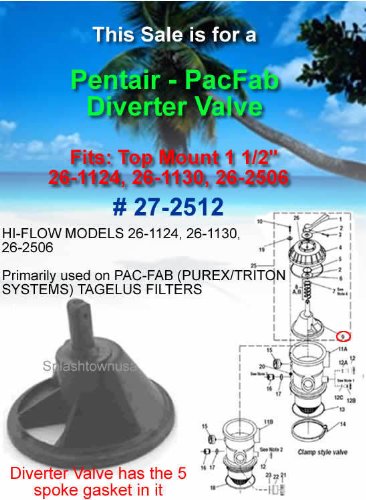 Pentair Pool Filter 15&quot Diverter Valve Wgasket 272512