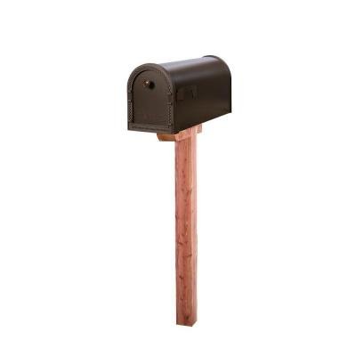 Danbury Large Decorative Steel Mailbox and Cedar Post Combo in Venetian Bronze