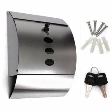 Lockable Stainless Steel Mailbox Garden Wall-mounted Letter Newspaper Post Box With Keys
