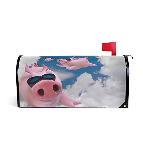 Wamika Magnetic Letter Cute Animal Mailbox Cover Funny Pig Sky Diving Post Box Decor Welcome Home Garden Outdoor Standard Size