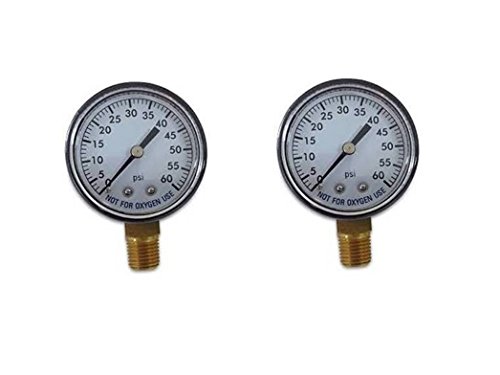 2 Pack Pool Spa Filter Water Pressure Gauge 0-60 Psi 14&quot Pipe Thread Bottom Mount