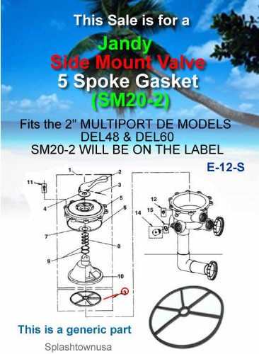 Jandy de Filter Model sm20-2 Item E-12-s Side Mount Multiport Valve Replacement Gasket Fits Perfectly