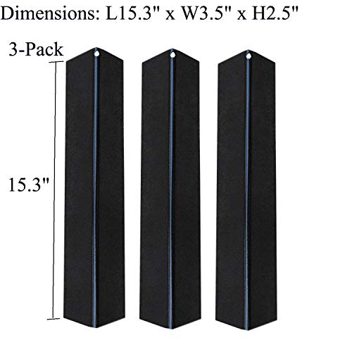 GasSaf 153 inch Flavorizer Bar Replacement for Weber 7635 Spirit 200 Series Spirit E210 S210 E220 S220 with Front Control Knobs 3-Pack Porcelain Steel Flavor BarsL153 x W35 x H25