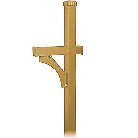 Deluxe 1-Sided In-Ground Mounted Mailbox Post for Designer Roadside Mailbox in Brass