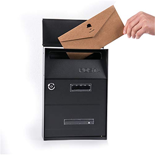 Wall Mounted Lockable Post Box Mail Boxes Modern Simple Mailbox House Outdoor Letter Box Rust Weather Proof Vertical Wall Mount Locking Outside Mailboxes Home Office Security Outdoor black