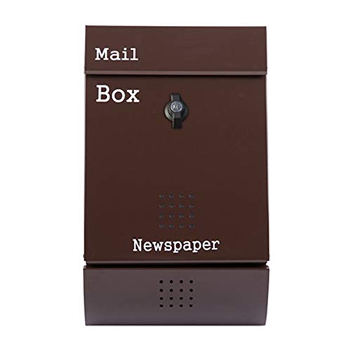 Wall Mounted Lockable Post Box Mail Boxes Modern Simple Mailbox Outdoor Letter Box Rust Weather Proof Vertical Wall Mount Locking Outside Mailboxes Home Office Security Outdoor Brown