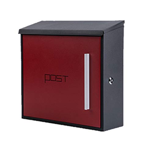 Wall Mounted Lockable Post Box Mail Boxes Modern Simple Mailbox Outdoor Letter Box Rust Weather Proof Vertical Wall Mount Locking Outside Mailboxes Home Office Security Outdoor Red