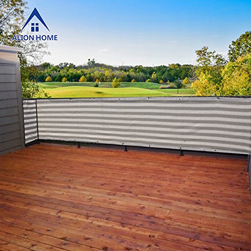 Alion HomeÂ© Elegant Privacy Screen Windscreen Mesh for Porch Railing Backyard Deck Patio Balcony Pool Fence 35 Inches Height GreyWhite35x 16