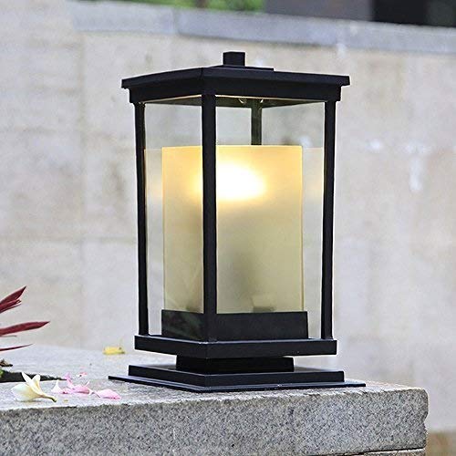 XAJGW Pillar Lamp Double Glazed Lantern for Outdoor Patio Post Top Lantern Light Decoration Column Lamp Deck Villa Swimming Pool Fence