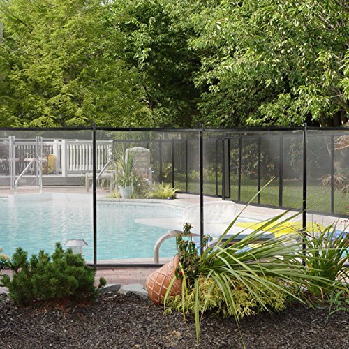 XtremepowerUS Swimming Pool Fence See-Thru Pool Fence 4 Tall 12 Long Removable Child Safety Fence Barrier Pool Safety Mesh Fence 4-Section