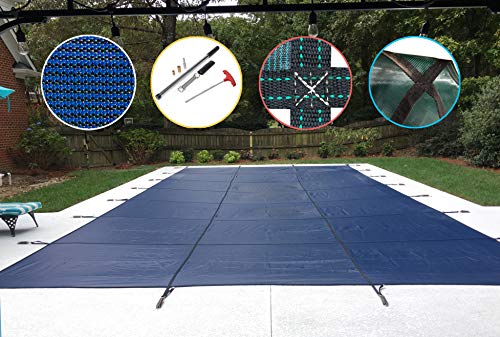 Pool Safety Cover for a 16 x 32 Pool Blue  Mesh