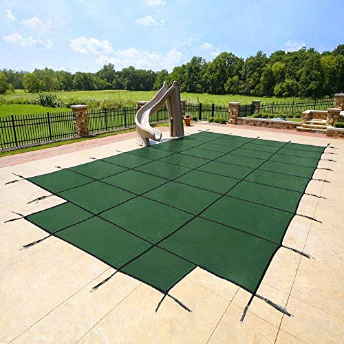 YARD GUARD 18x36 Green Mesh - CES Rectangle Inground Safety Pool Cover - 15 Year Warranty - 18 ft x 36 ft in Ground Winter Cover with 4x8 Center End Steps