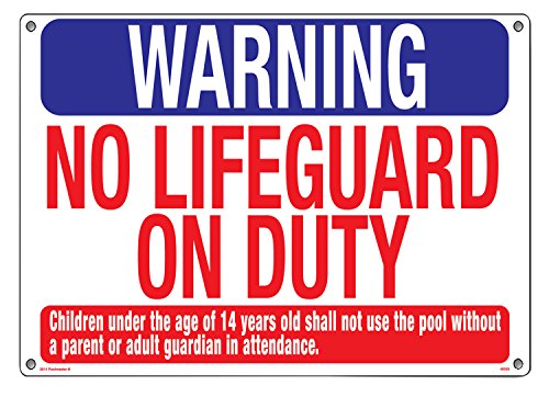 Poolmaster 40325 Warning No Lifeguard Sign For Residential Or Commercial Pools